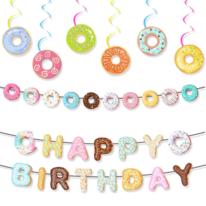 Baby Food Dessert - Bannière Joyeux Anniversaire Donut Mignon, Guirlande
