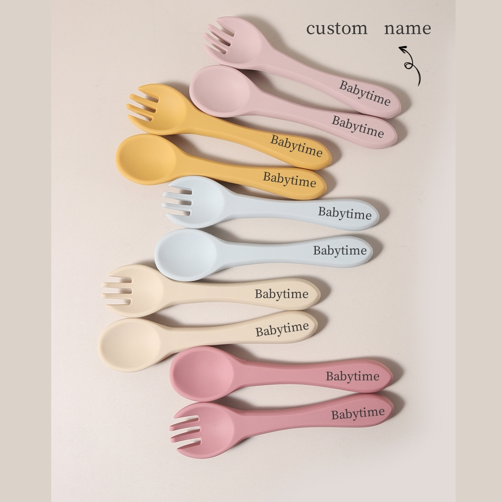 Baby Food Utensil - Nom personnalisé 1 paire de cuillères