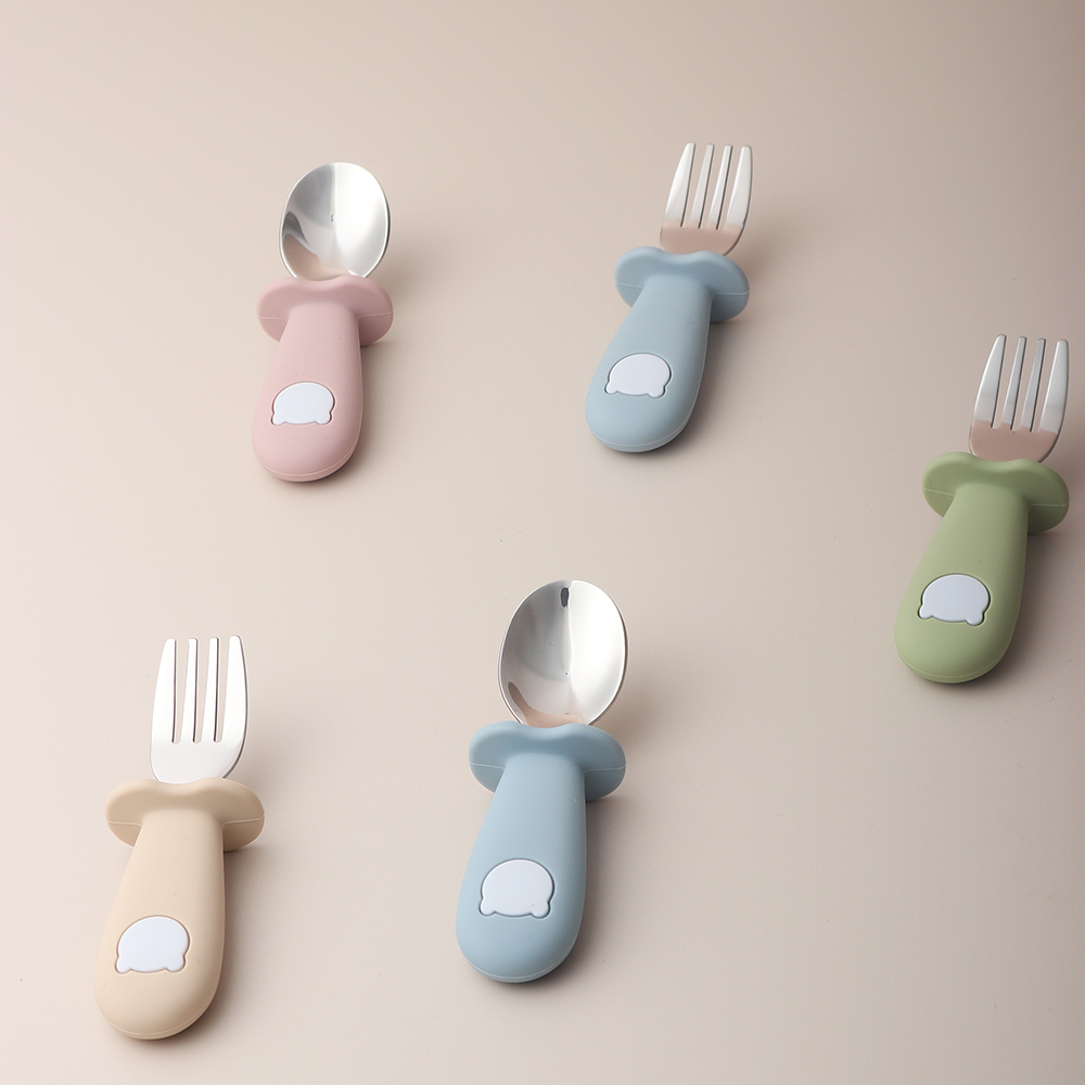 Cuillère et fourchette en sili - Baby Food Utensil avis et prix